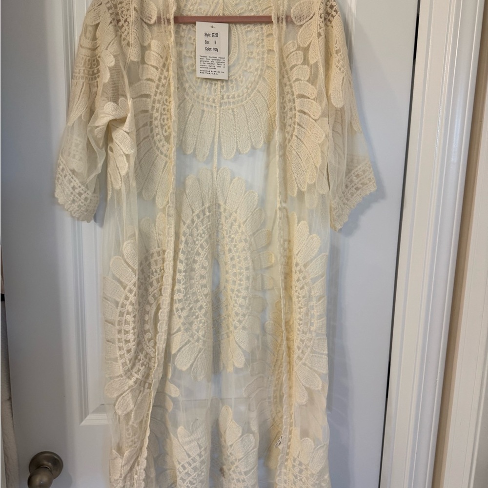 Cream Lace Kimono Cardigan